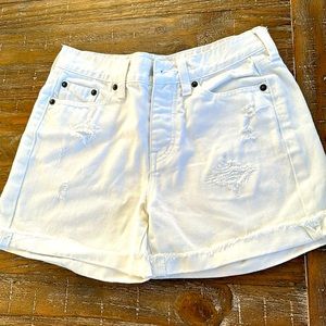 White slightly distressed shorts, size 24 by J.Crew